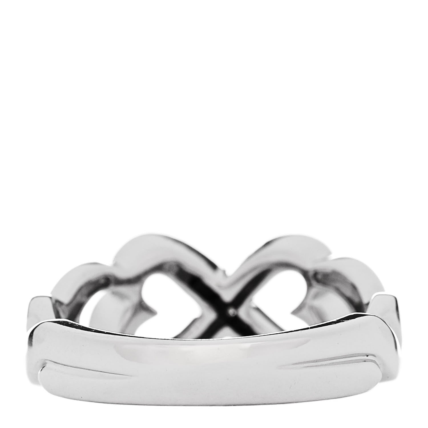 Tiffany 18K White Gold Diamond Paloma Picasso Double Loving Heart Ring 48 4.5 3 of 5