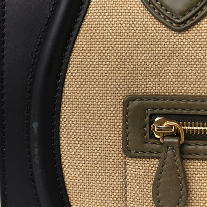Celine Natural Canvas Calfskin Mini Luggage Beige Black Khaki 12 of 13