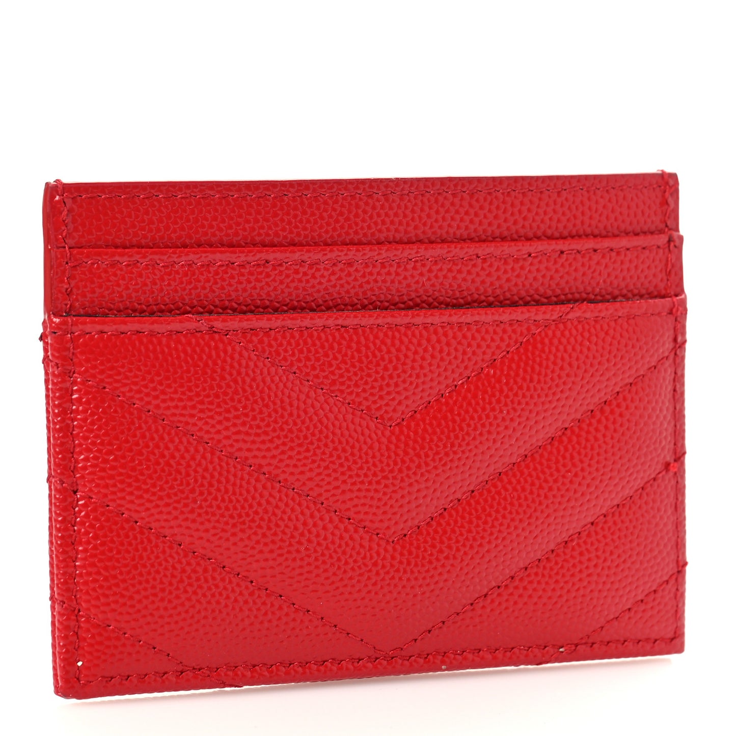 Grain De Poudre Matelasse Chevron Monogram Credit Card Case New Red