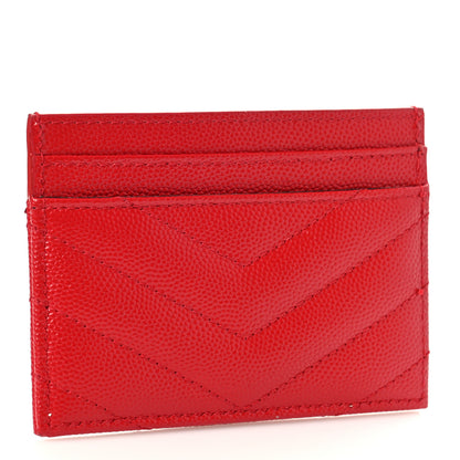 Saint Laurent Grain De Poudre Matelasse Chevron Monogram Credit Card Case New Red 3 of 9