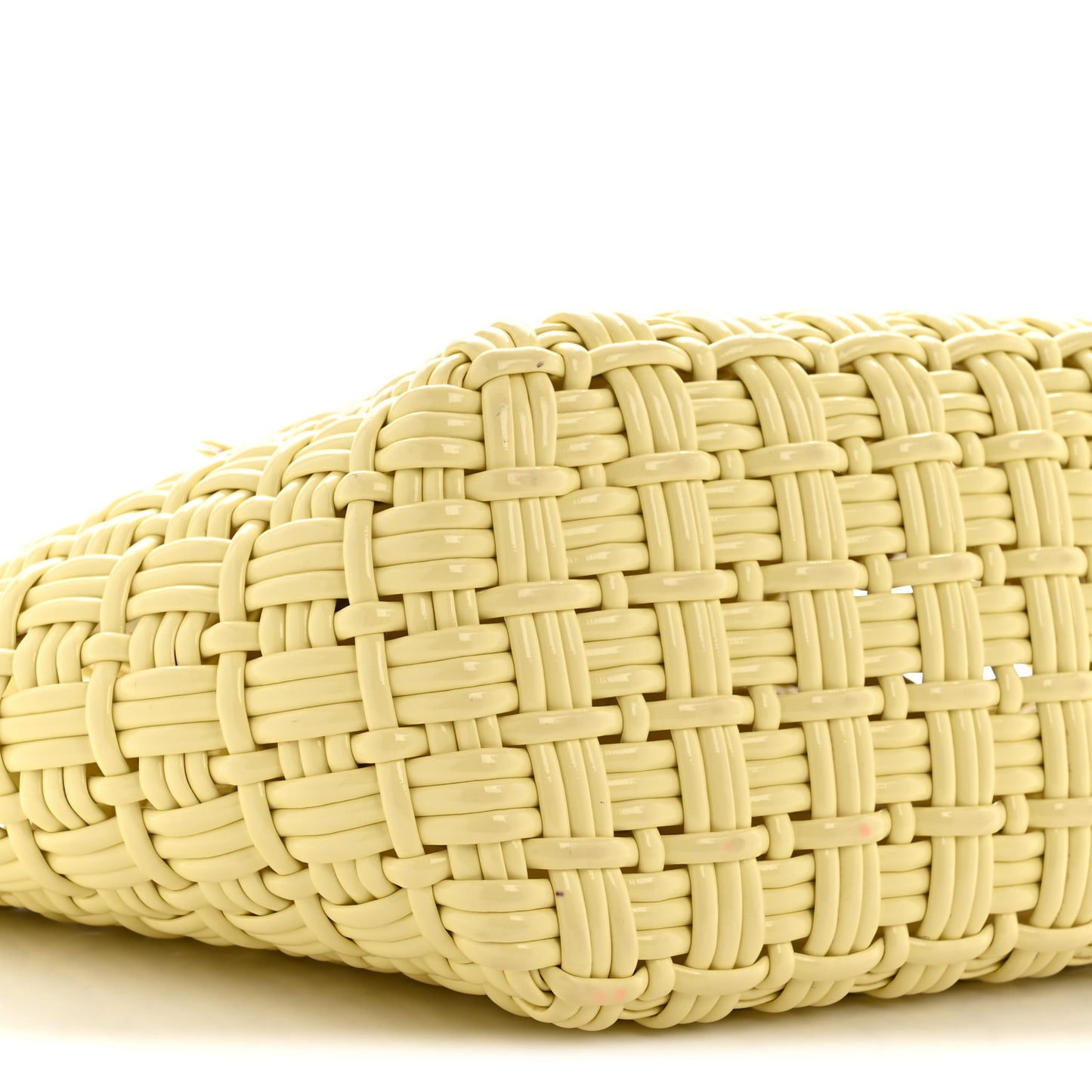 Varnished Faux Calfskin Braided XS Bistro Basket Pale Yellow