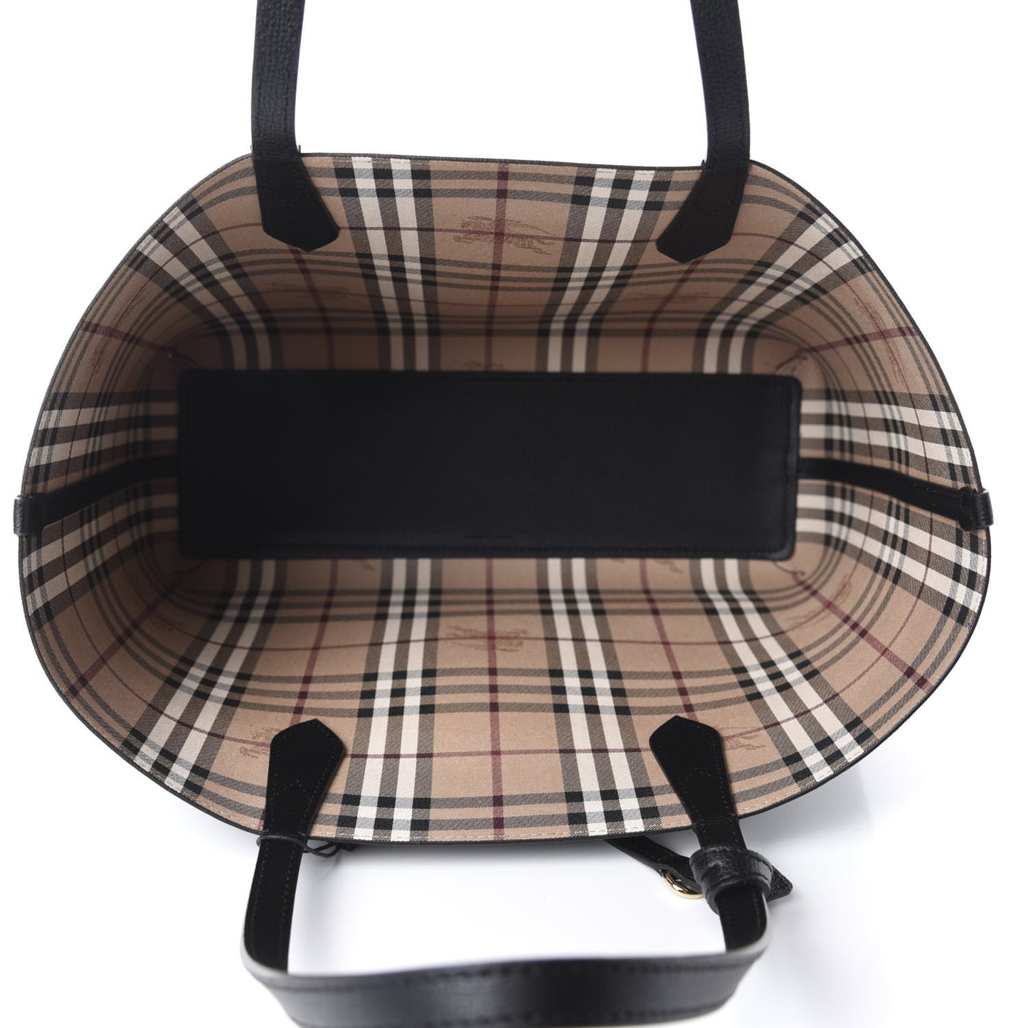 Grainy Calfskin Haymarket Check Medium Reversible Tote Black