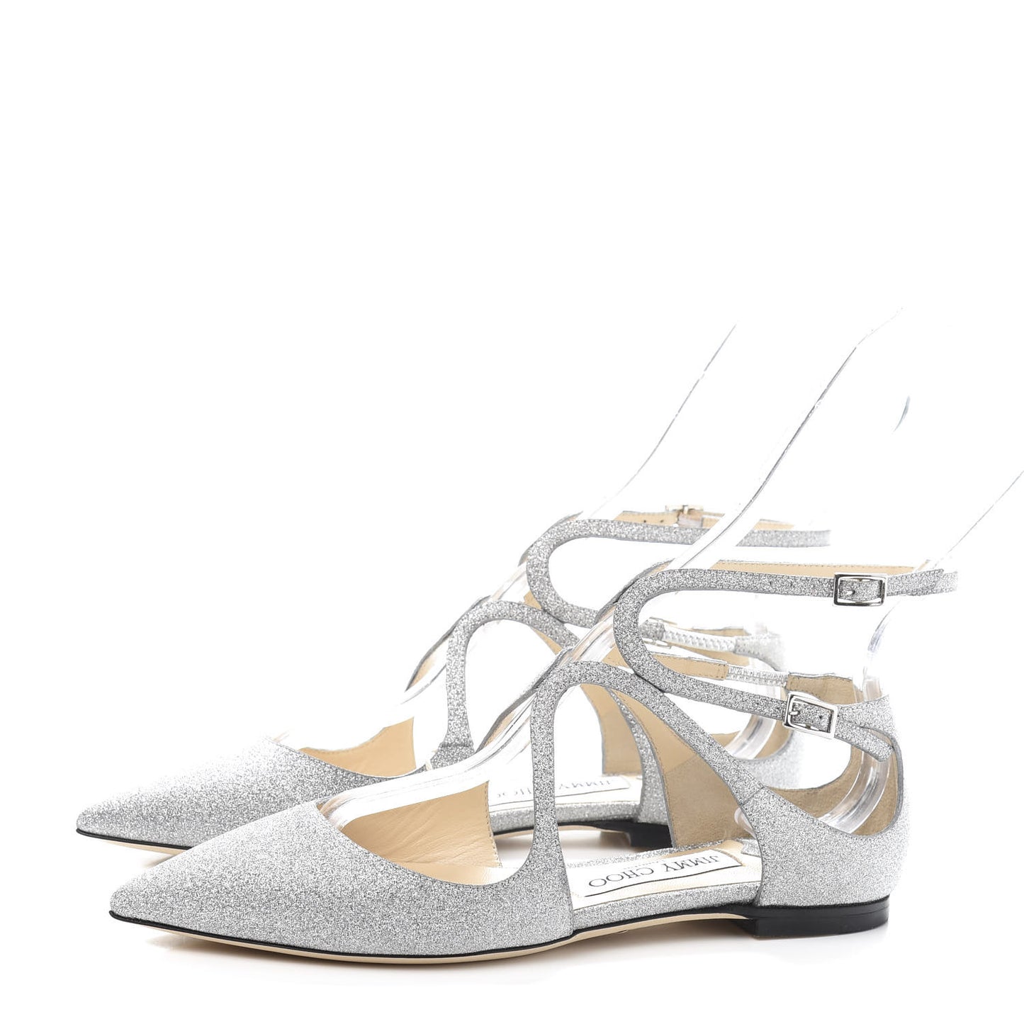 Glitter Calfskin Lancer Flats 35.5 Silver