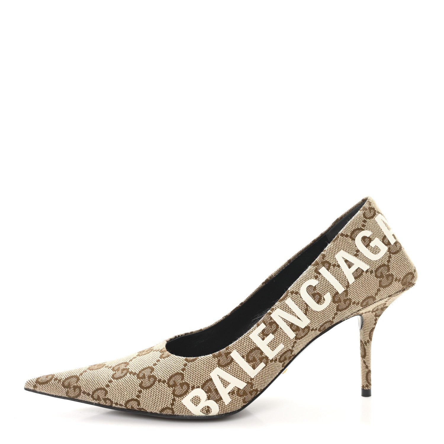 Balenciaga X GUCCI GG Monogram Square Knife 80mm Pumps 36.5 Beige Ebony 1 of 10