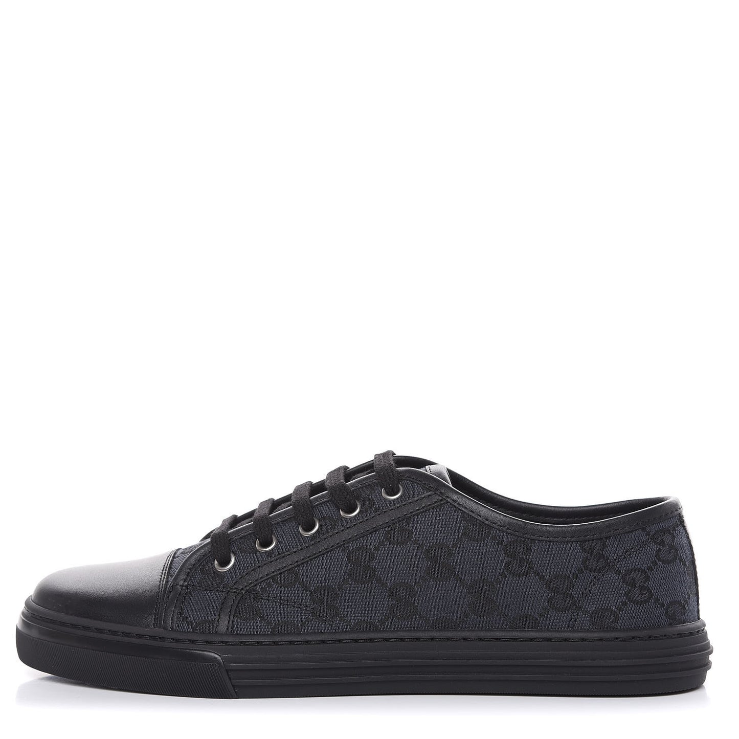 GG Monogram Calfskin Womens Low Top Sneakers 40.5 Piombo Black