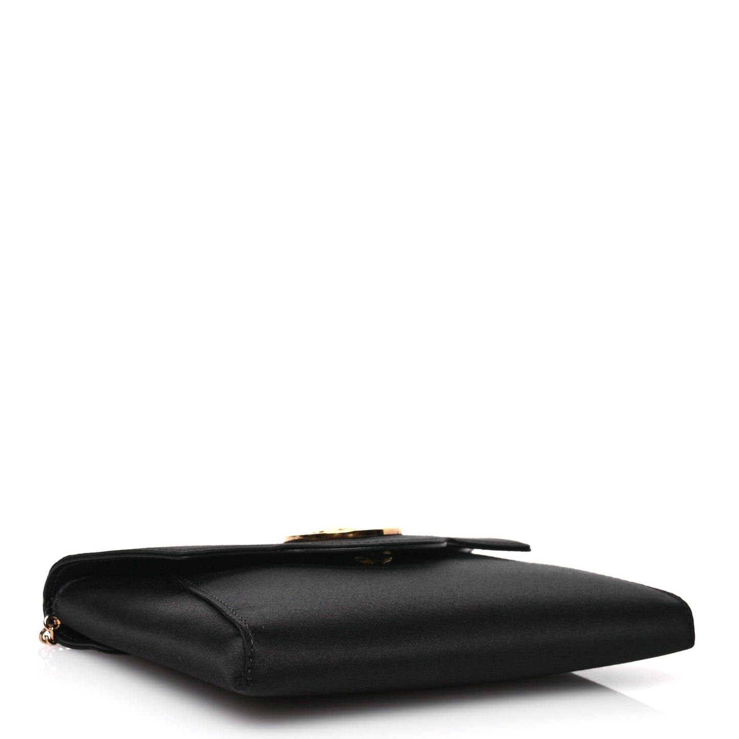 Satin La Medusa Envelope Clutch Black