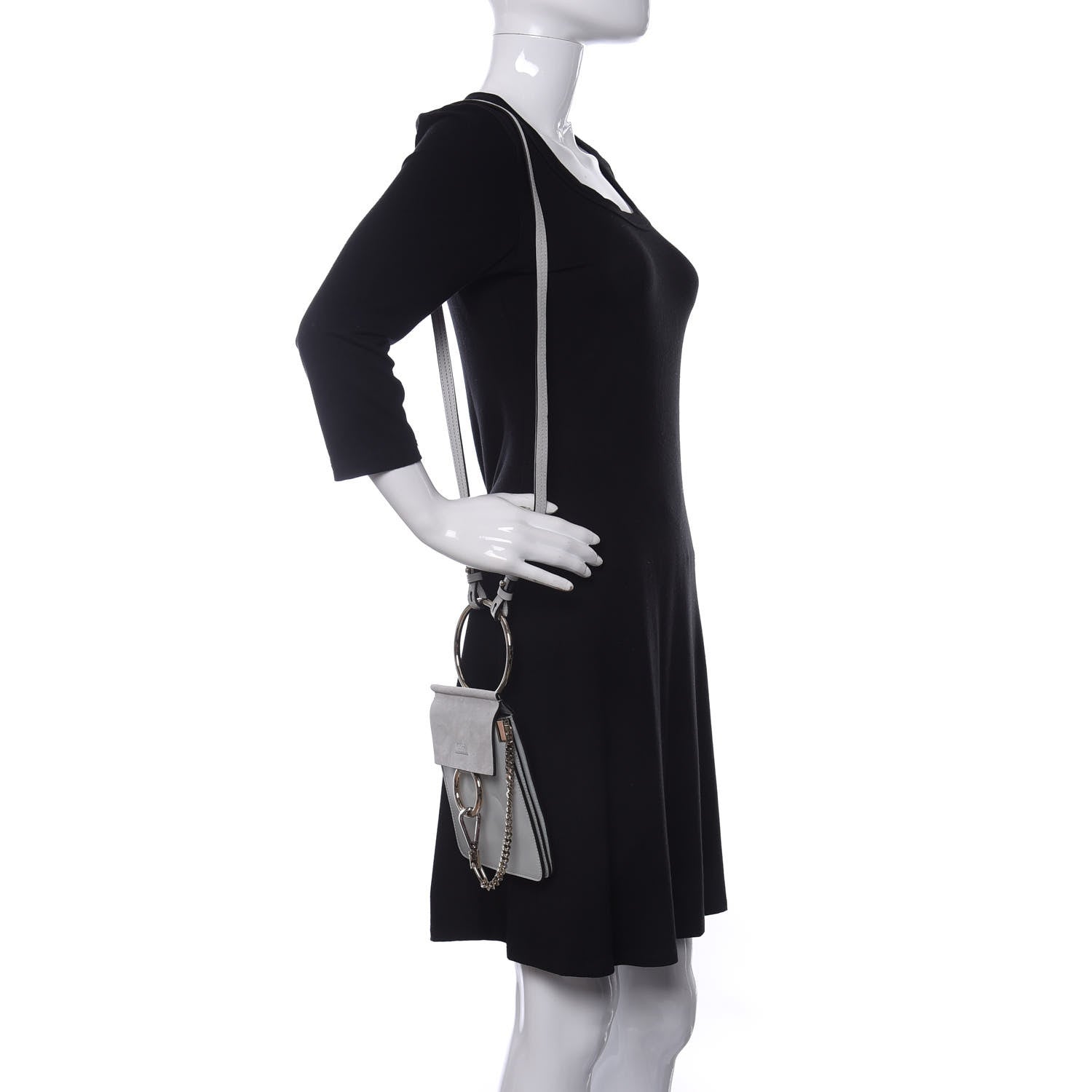 Chloe Suede Calfskin Mini Faye Bracelet Bag Airy Grey 2 of 14