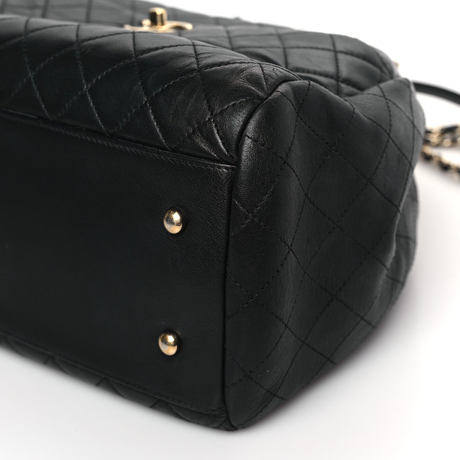 Chanel Lambskin Quilted Large Drawstring Bag Black 9 of 10