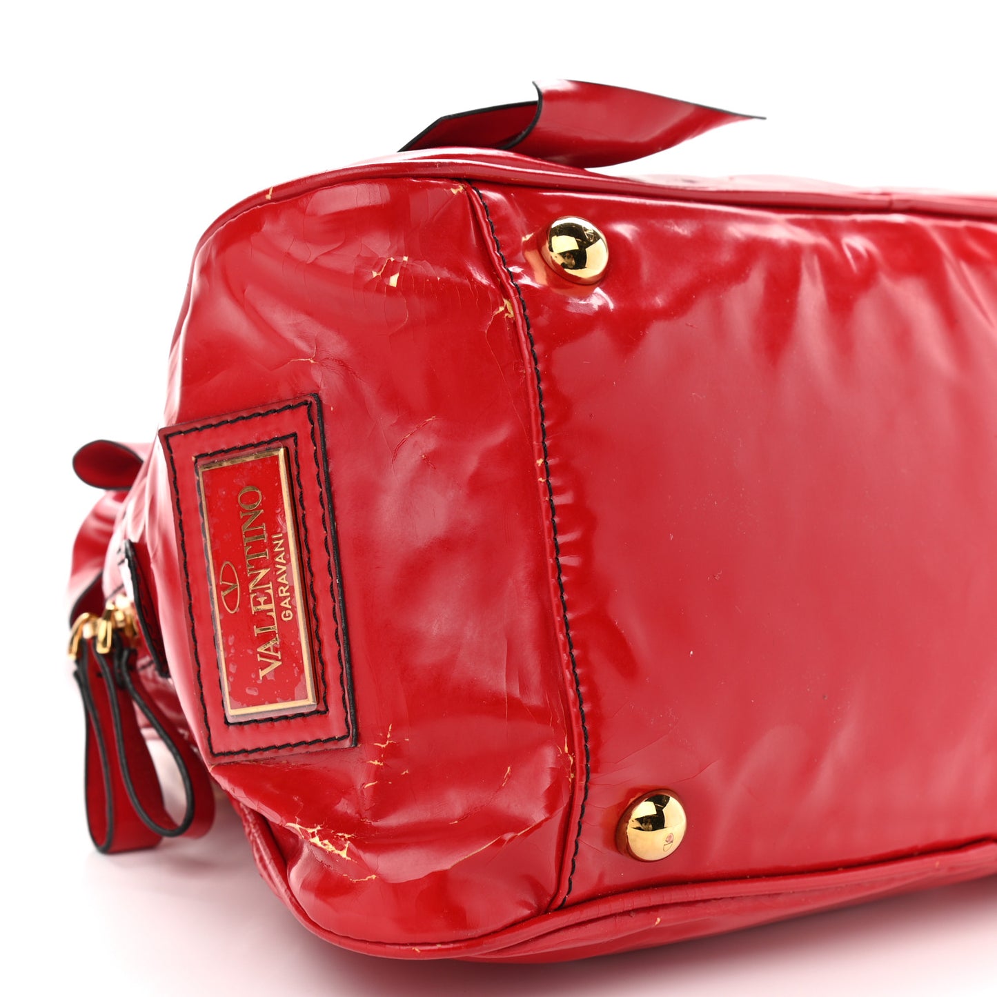 Patent Lacca Bow Bowling Bag Red