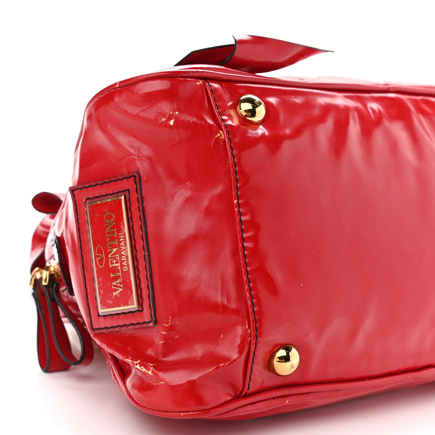 Valentino Garavani Patent Lacca Bow Bowling Bag Red 9 of 20