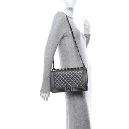 Chanel Metallic Calfskin Quilted New Medium Boy Flap Dark Silver 2 of 11