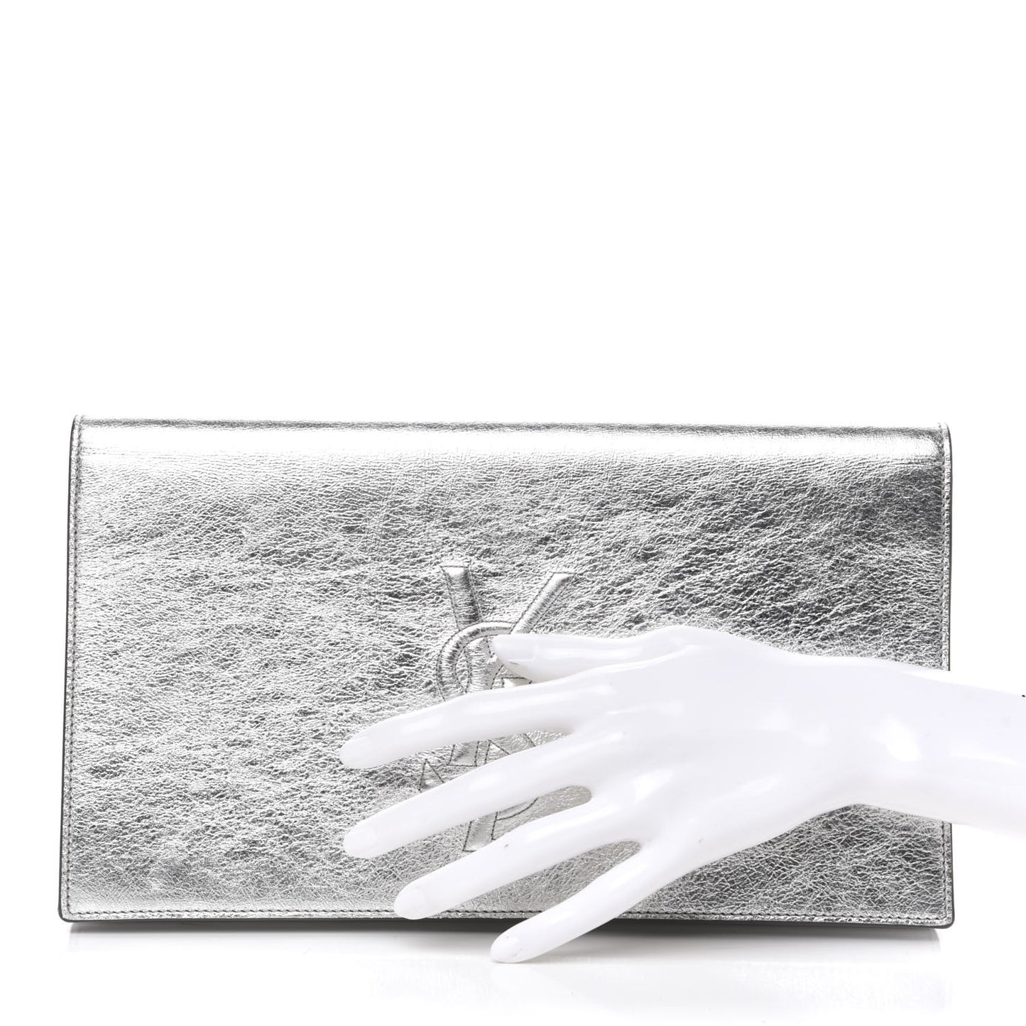 Metallic Calfskin Monogram Large Belle De Jour Clutch Silver