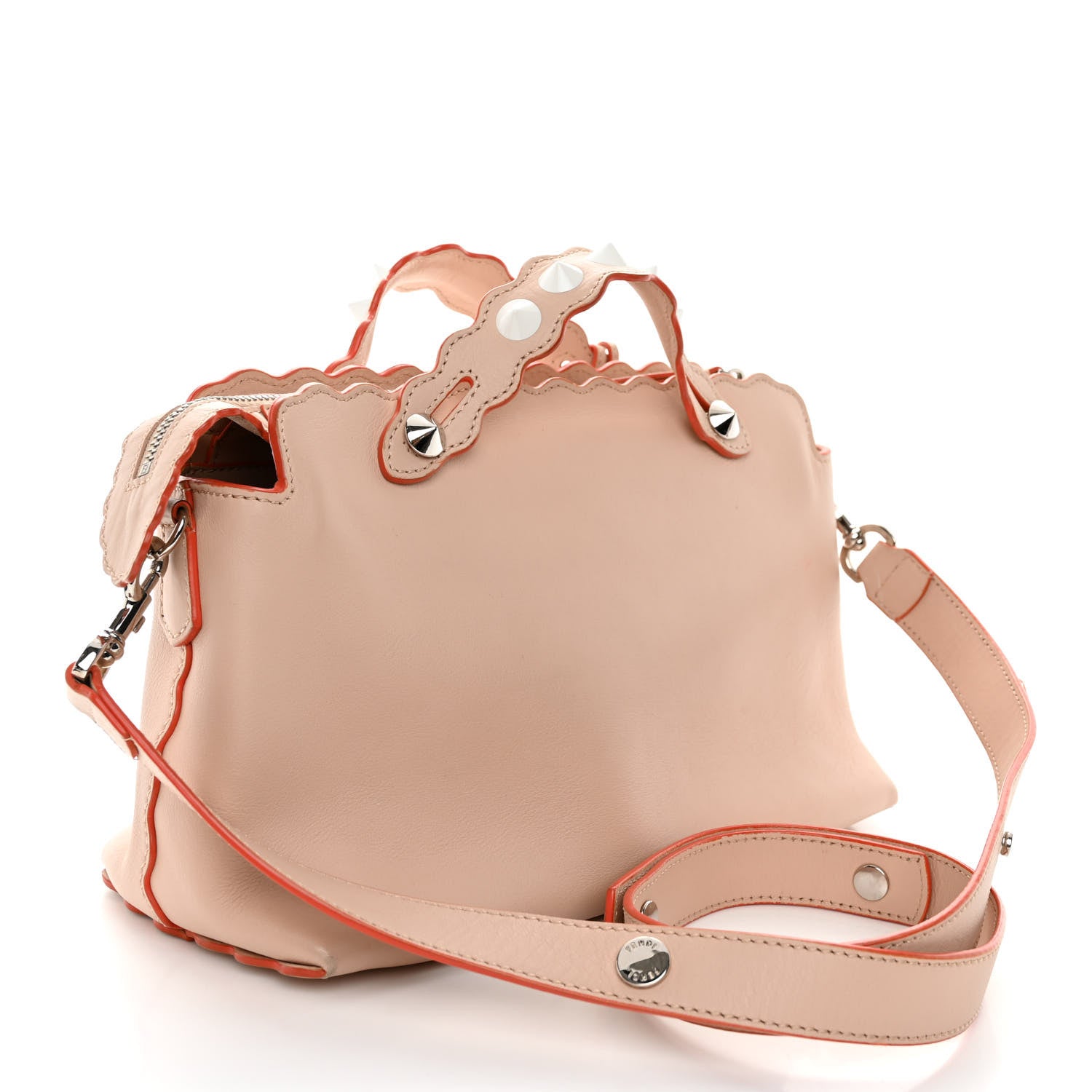 Fendi Vitello Dolce Scalloped Studded Medium By The Way Boston Bag Plaster 3 of 14