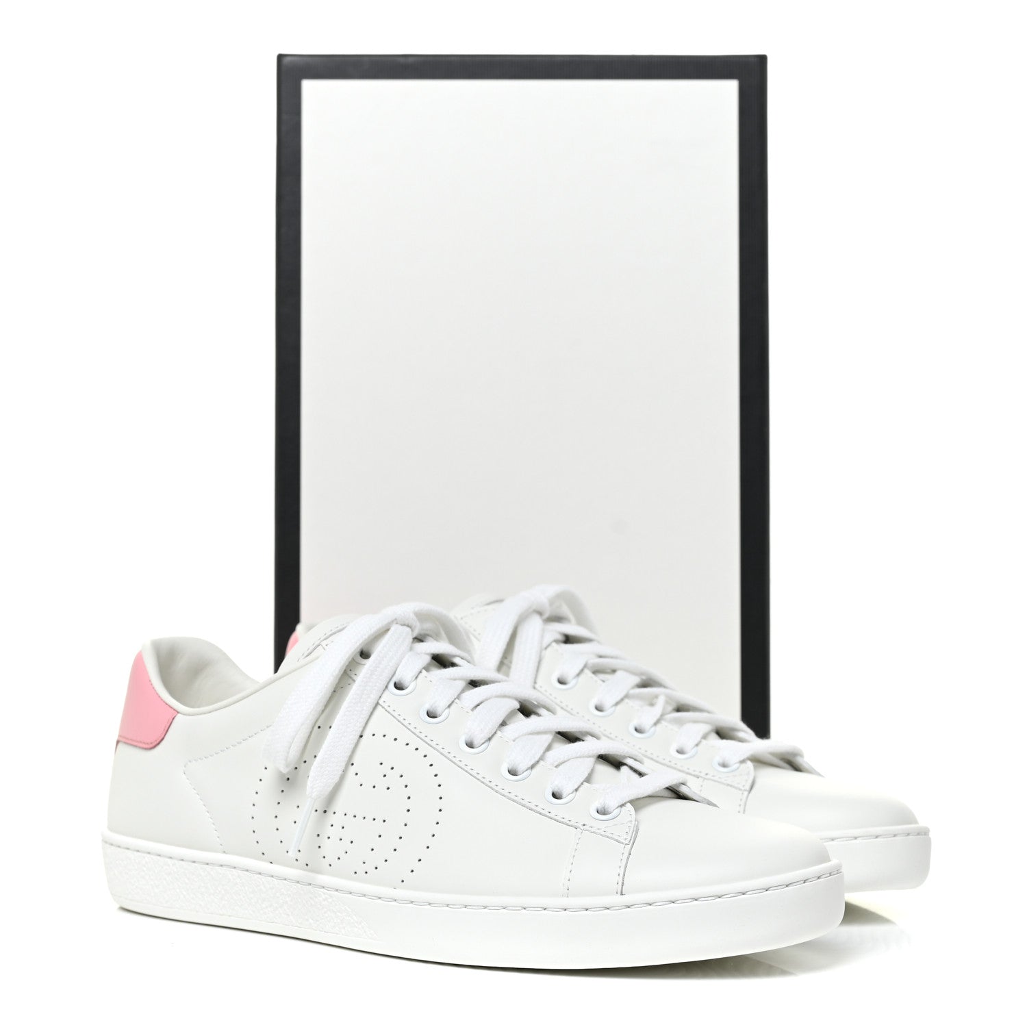 Gucci Calfskin Interlocking G Perforated Womens Ace Sneakers 39 White Wild Rose 8 of 8