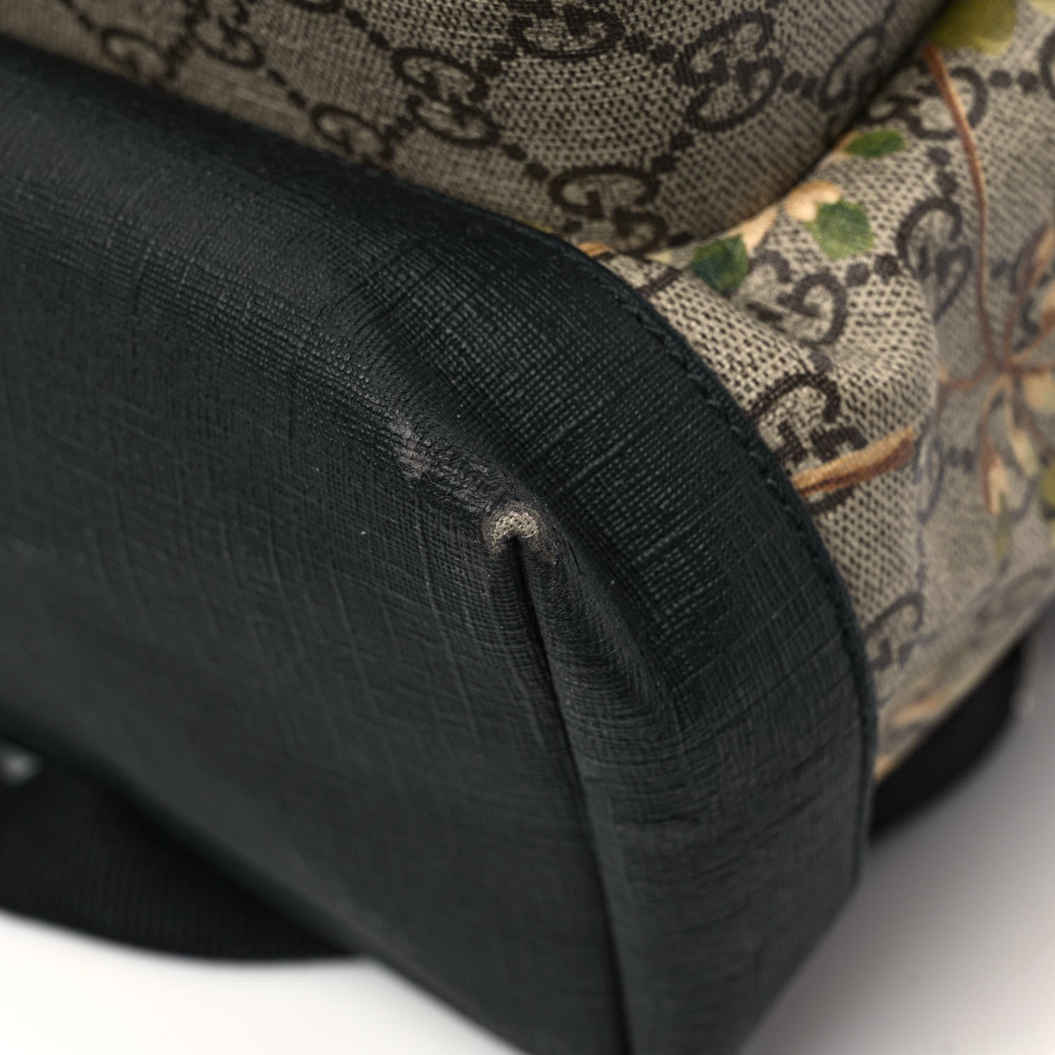 Gucci GG Supreme Monogram Blooms Medium Single Buckle Backpack Beige New Military Black 11 of 12