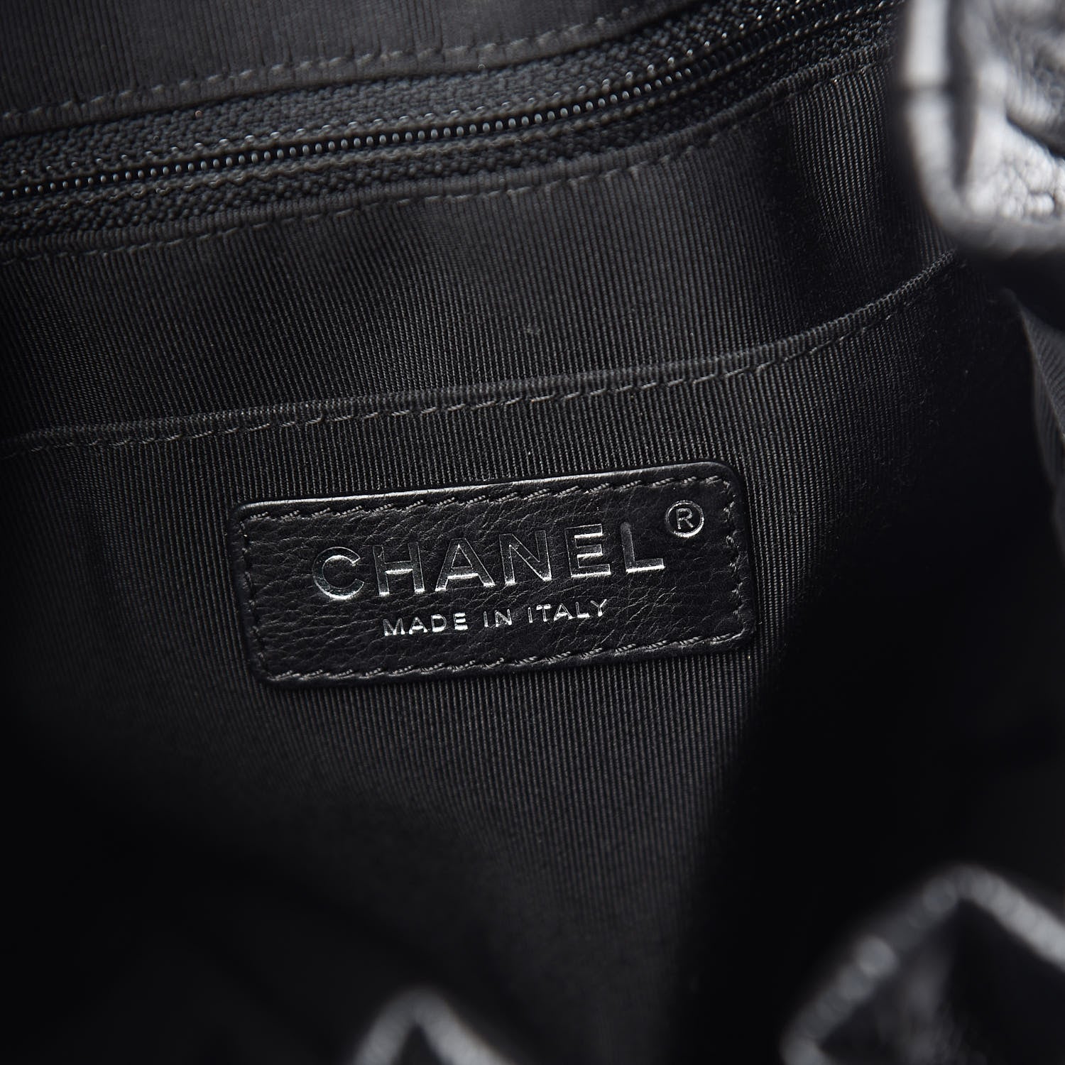 Chanel Grained Calfskin Quilted CC Chain Bucket Drawstring Bag Black 6 of 11