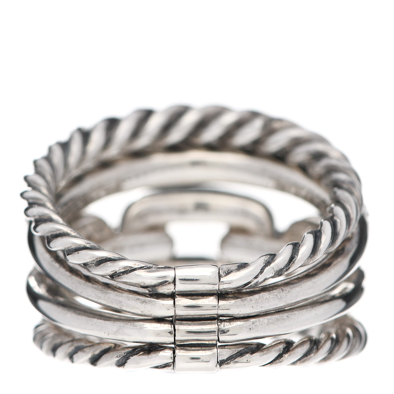 David Yurman Sterling Silver Diamond Wellesley Four-Row Ring 57 8 4 of 5