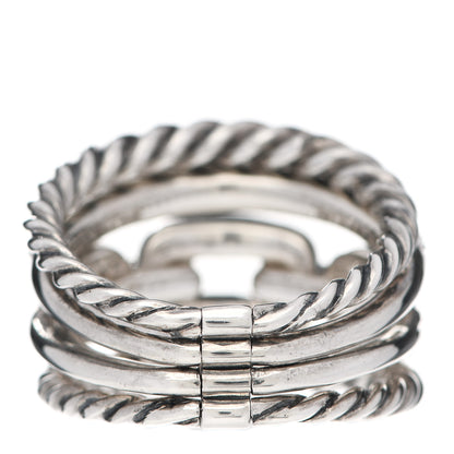 David Yurman Sterling Silver Diamond Wellesley Four-Row Ring 57 8 4 of 5