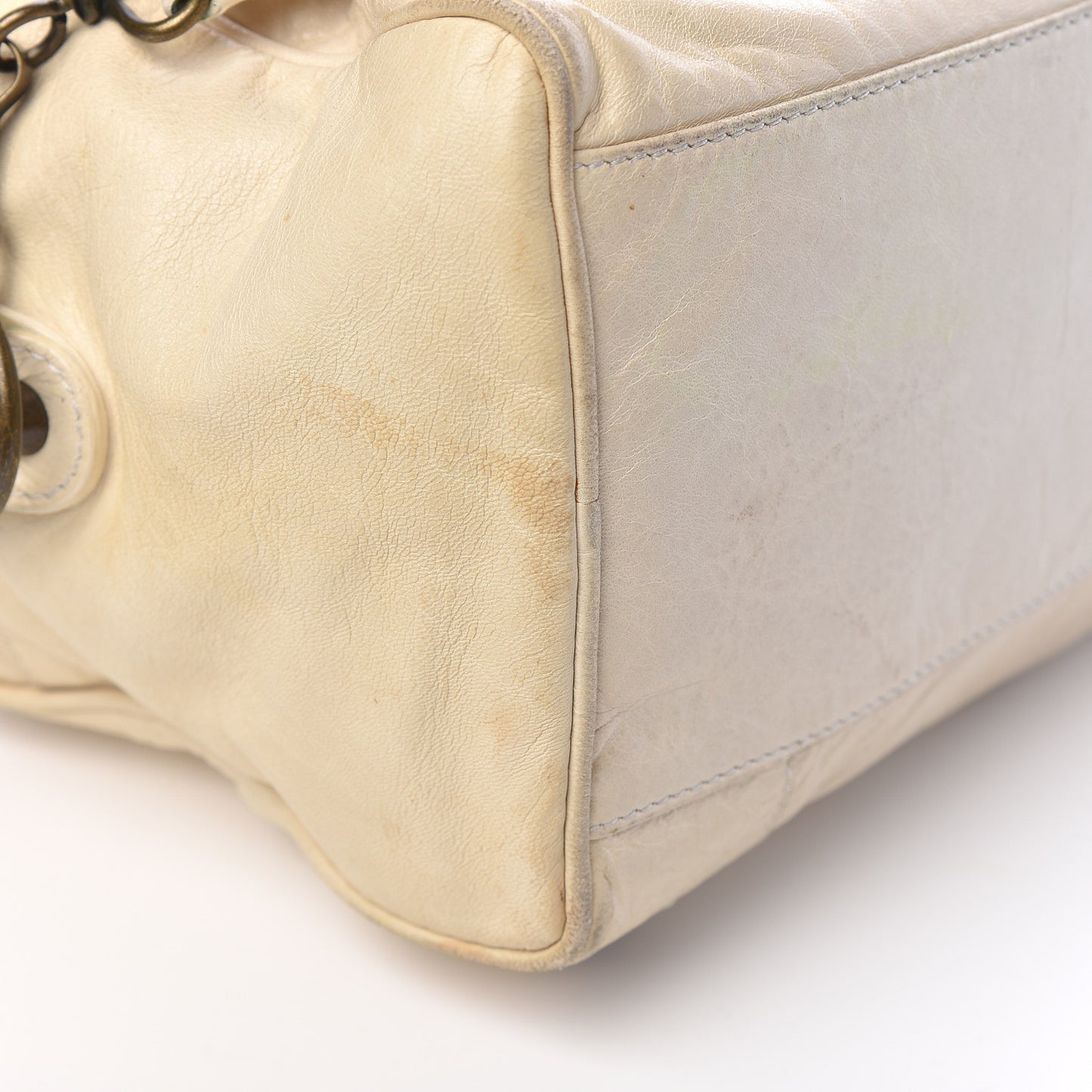 Agneau Classic Hardware Box Bag White