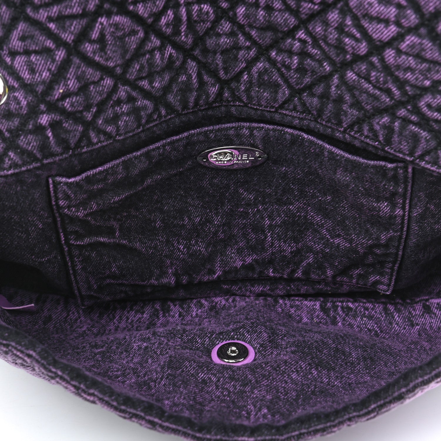 Chanel Denim Quilted Denimpression Flap Purple Black 4 of 4