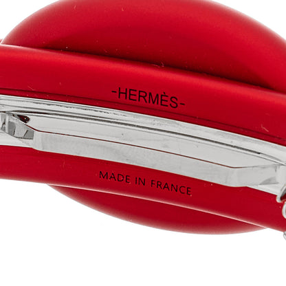 Hermes Matte Aluminium Tri Maillon PM Hair Clip Rouge De Coeur 3 of 4