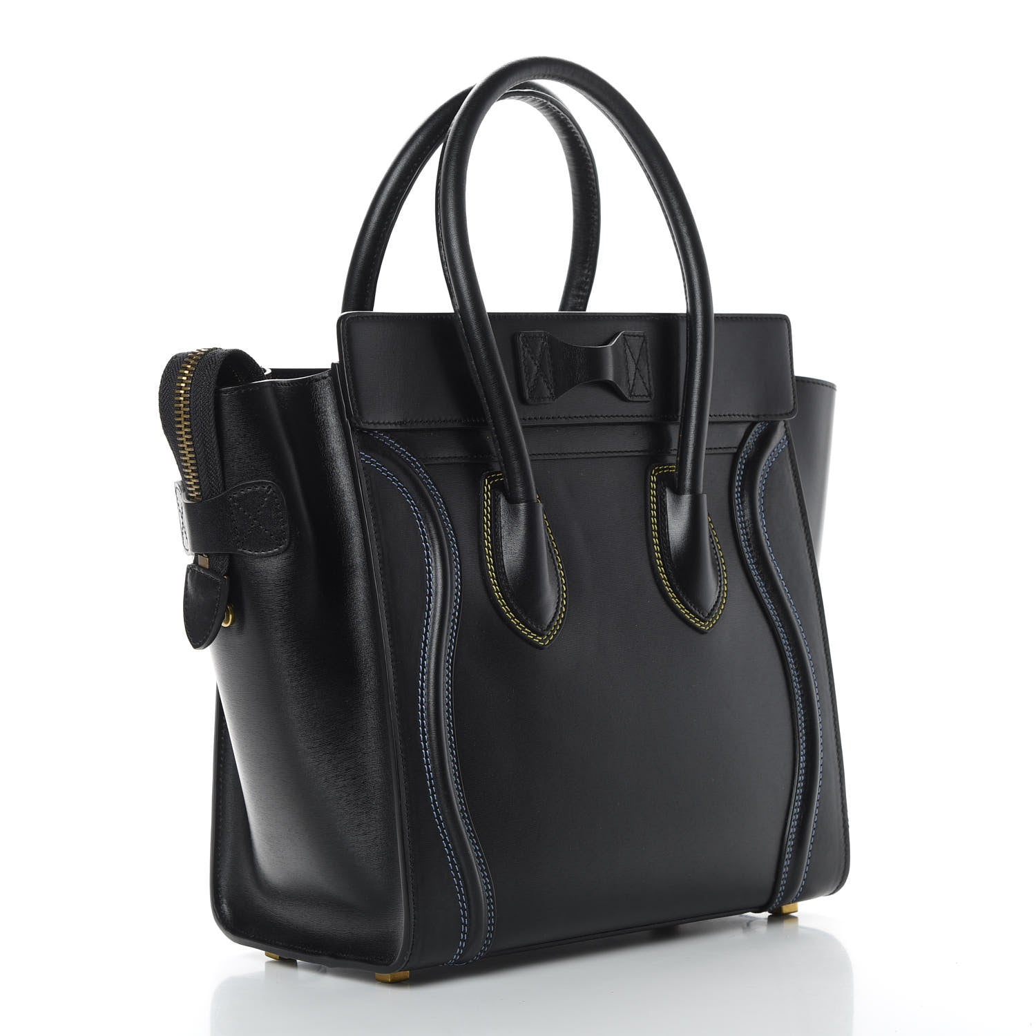 Celine Smooth Calfskin Multicolor Double Stitching Micro Luggage Black 3 of 11