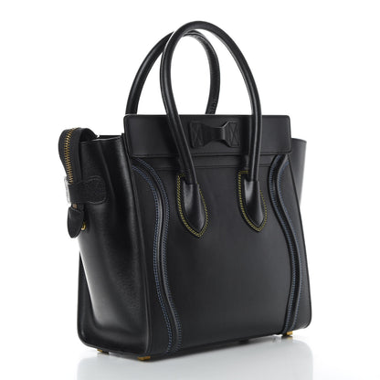Celine Smooth Calfskin Multicolor Double Stitching Micro Luggage Black 3 of 11