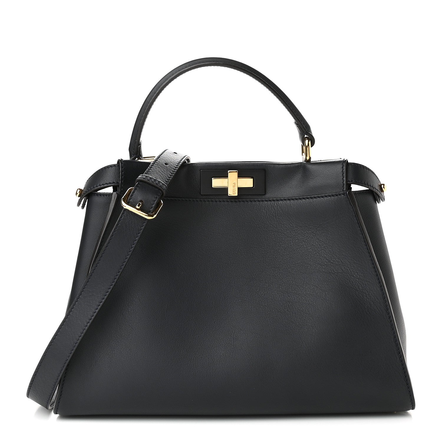 Fendi Calfskin Velvet Fun Fair Medium Peekaboo Iconic Satchel Night Blue Multicolor 1 of 9
