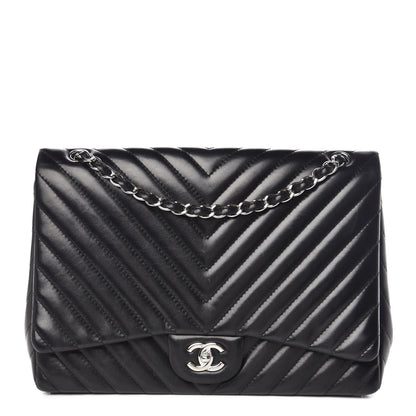 Chanel Lambskin Chevron Quilted Maxi Single Flap Black 1 of 10