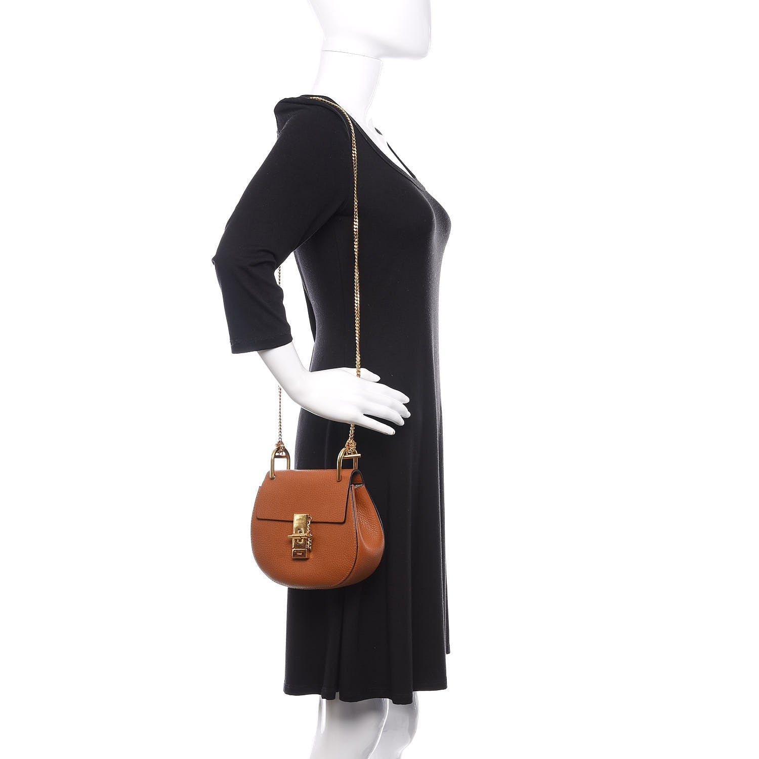 Chloe Grained Lambskin Mini Drew Shoulder Bag Caramel 2 of 9