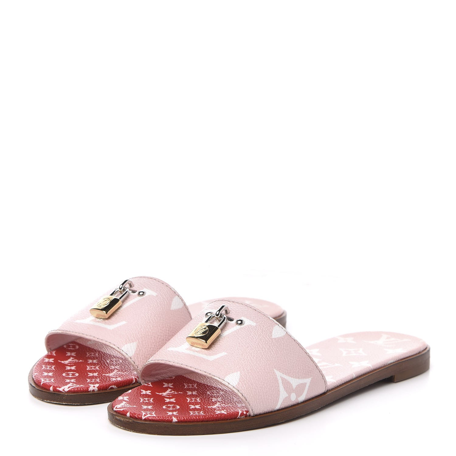 Louis Vuitton Monogram Giant Lock It Flat Mules 39 Rouge Rose 3 of 8