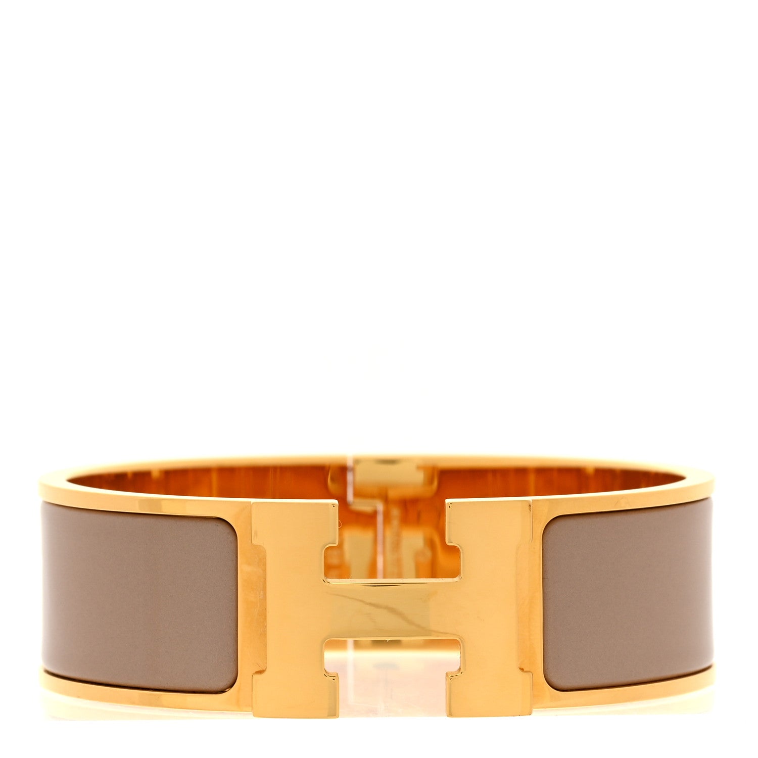 Hermes Enamel Wide Clic Clac H Bracelet GM Marron Glace 1 of 5