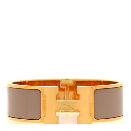 Hermes Enamel Wide Clic Clac H Bracelet GM Marron Glace 1 of 5