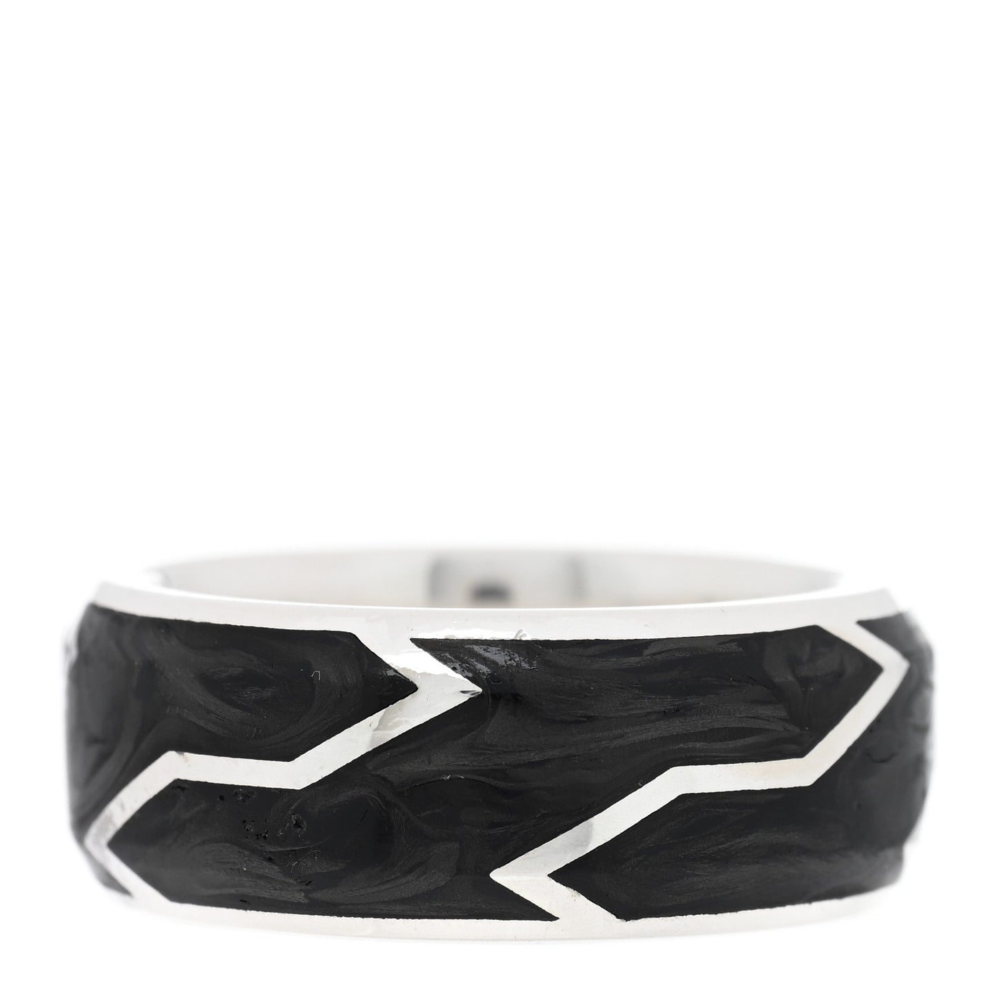 Sterling Silver Black Diamond Forged Carbon Beveled Band Ring 60 9