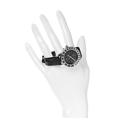 Christian Dior Stainless Steel Patent Diamond Sapphire 33mm Christal Quartz Watch Black 2 of 7