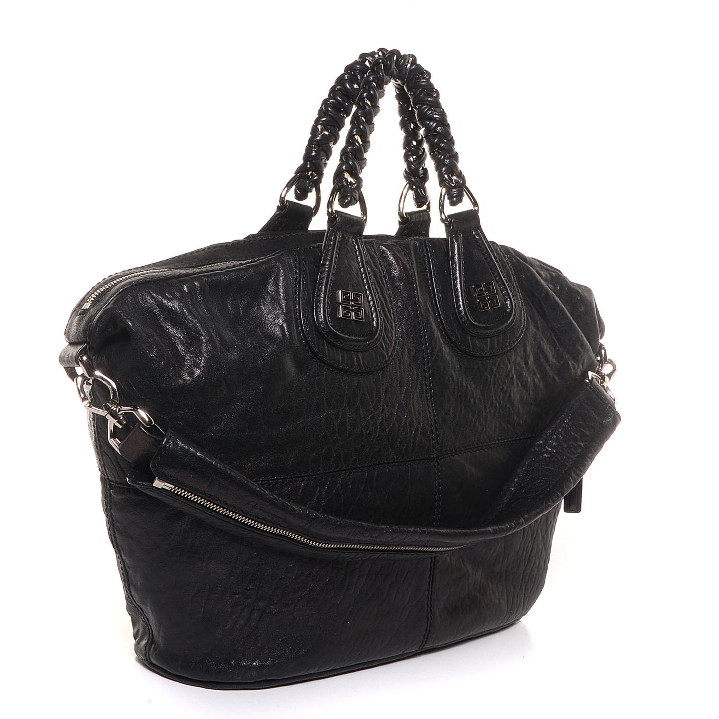 Wrinkled Lambskin Large Chain Wrap Nightingale Black