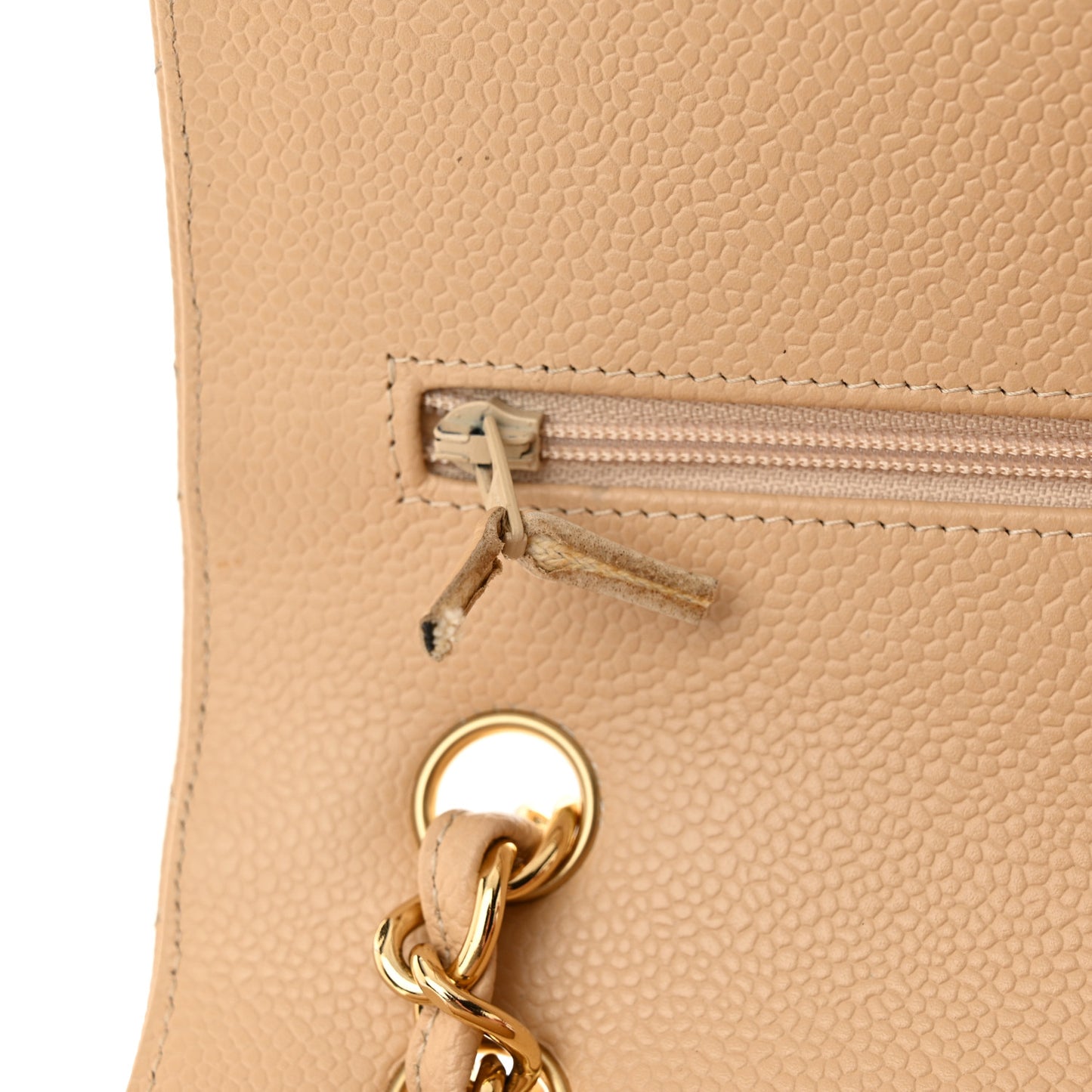 Caviar Quilted Jumbo Double Flap Beige