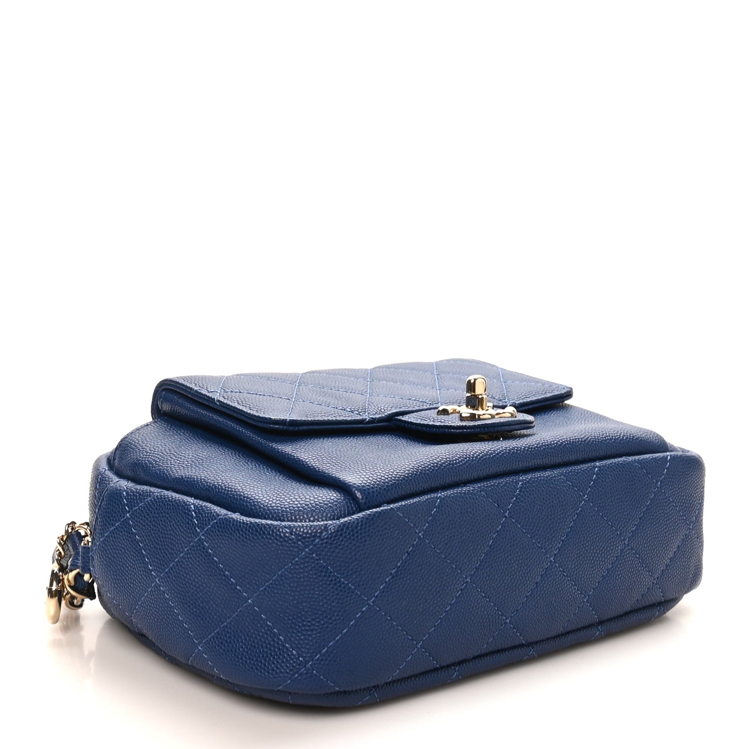 Chanel Caviar Quilted CC Day Camera Case Blue 4 of 10