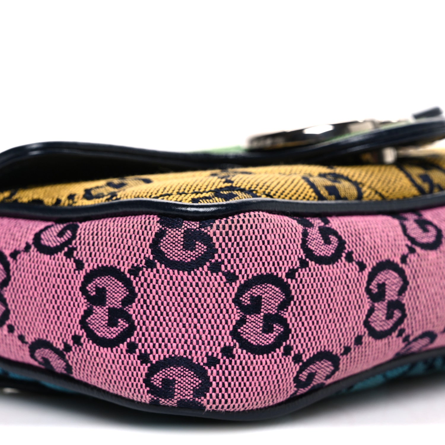 Gucci Monogram Multicolor Matelasse Diagonal Super Mini GG Marmont Shoulder Bag Green Blue Yellow Light Blue Pink 8 of 10