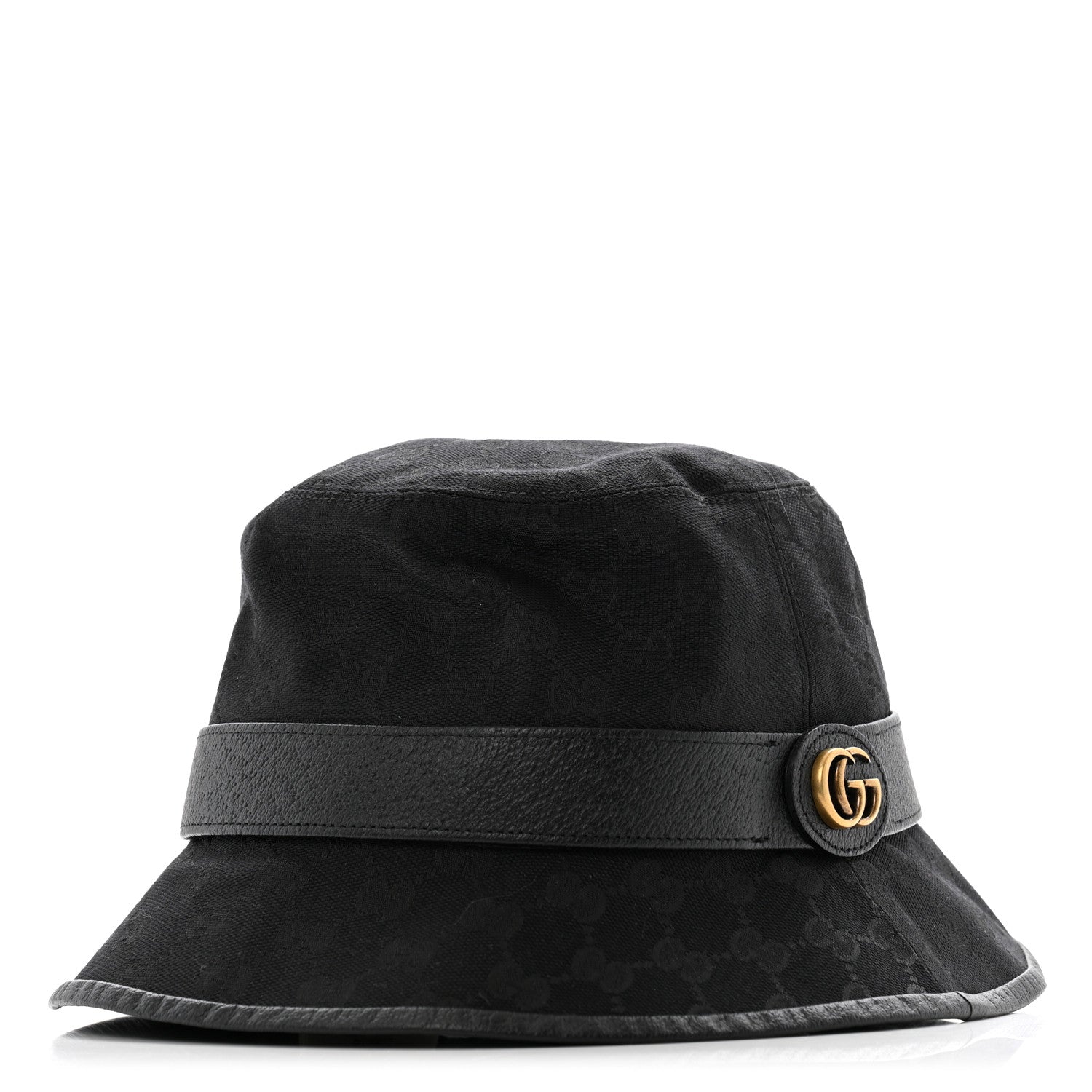 Gucci Monogram Textured Dollar Calfskin GG Jago Bucket Hat M Black 1 of 10