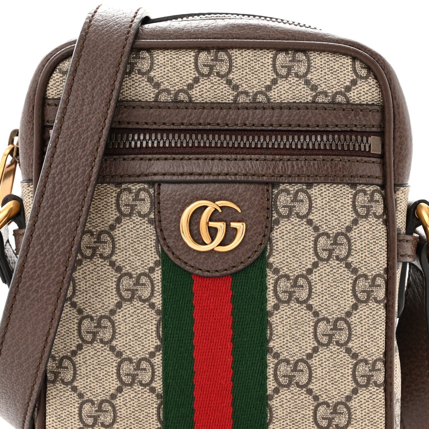 Gucci GG Supreme Monogram Web Mini Ophidia Messenger Brown 8 of 12