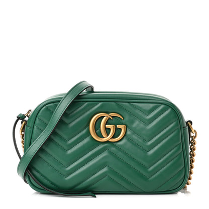 Gucci Calfskin Matelasse Small GG Marmont Chain Shoulder Bag Emerald Green 1 of 11