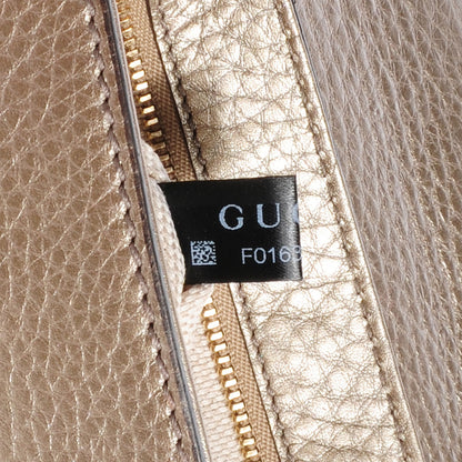 Gucci Metallic Pebbled Calfskin Medium Soho Flap Crossbody Golden Beige 5 of 10