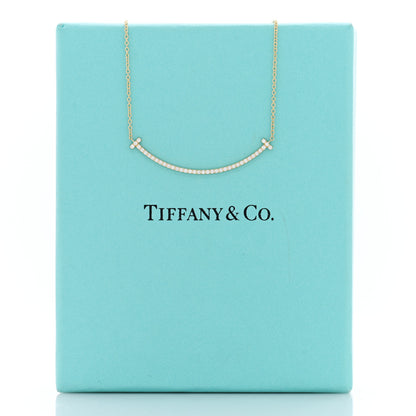 Tiffany 18K Yellow Gold Diamond Small T Smile Pendant Necklace 5 of 5