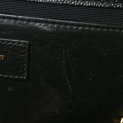 Saint Laurent Grain De Poudre Textured Mixed Matelasse Triquilt Medium Monogram Satchel Black 11 of 13