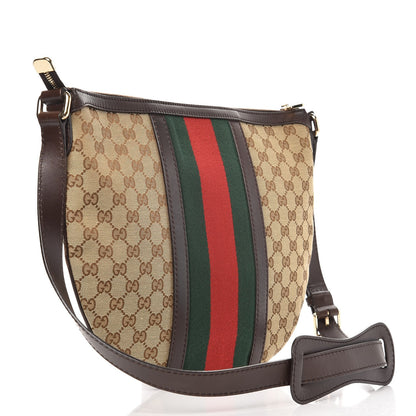 Gucci Monogram Vintage Web Medium Half Moon Hobo Dark Brown 3 of 11