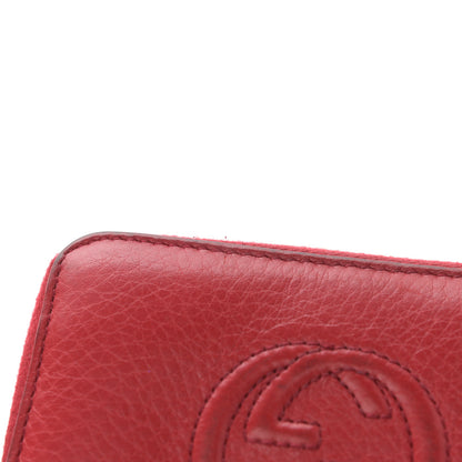 Gucci Pebbled Calfskin Soho Compact Disco Zip Around Wallet Hibiscus Red 13 of 13