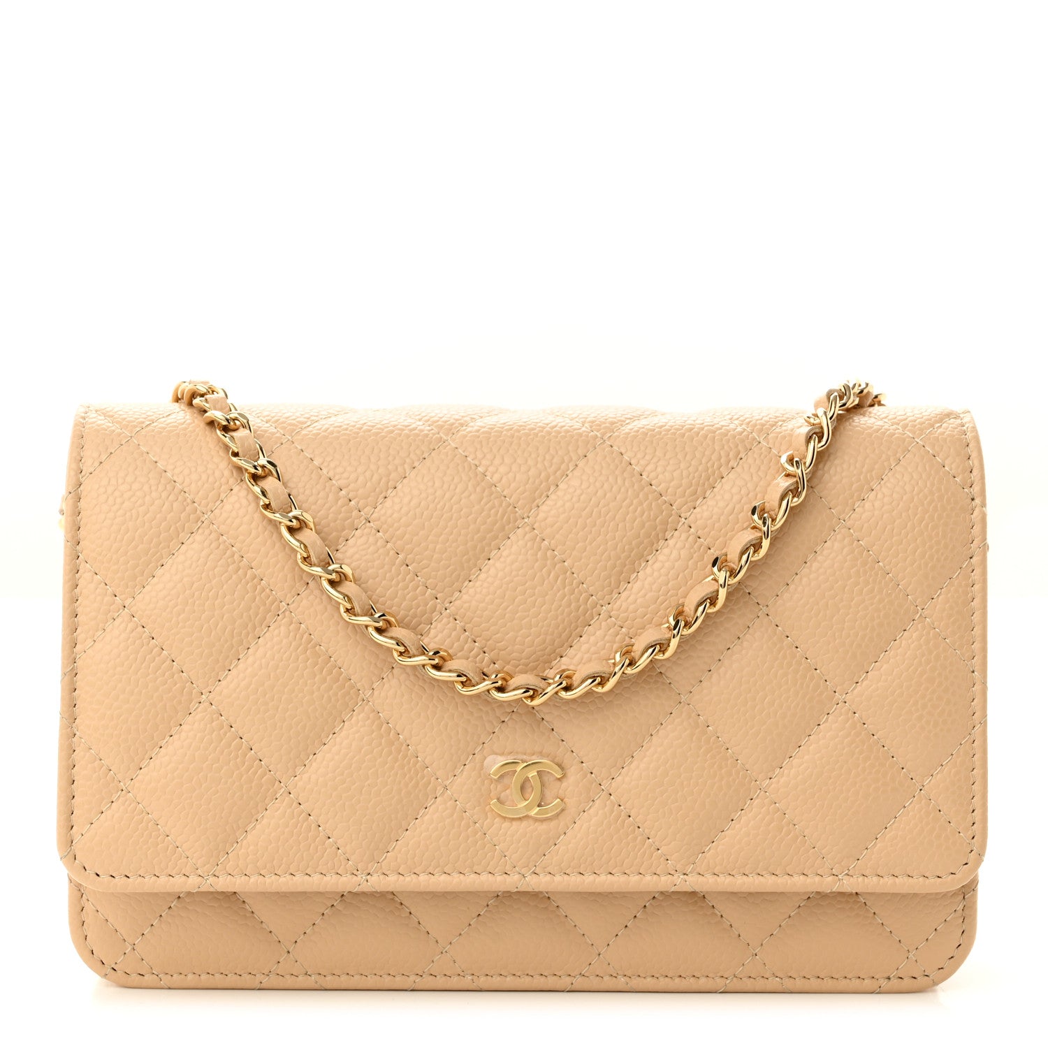 Chanel Caviar Quilted Wallet On Chain WOC Beige 1 of 14