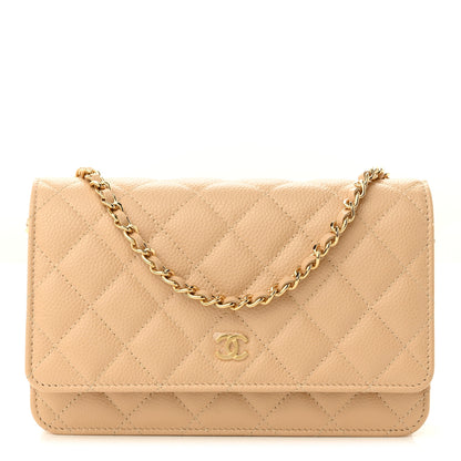 Chanel Caviar Quilted Wallet On Chain WOC Beige 1 of 14