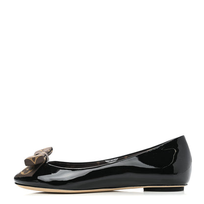 Louis Vuitton Patent Monogram Nylon Bow Popi Ballerina Flats 35 Black 1 of 9